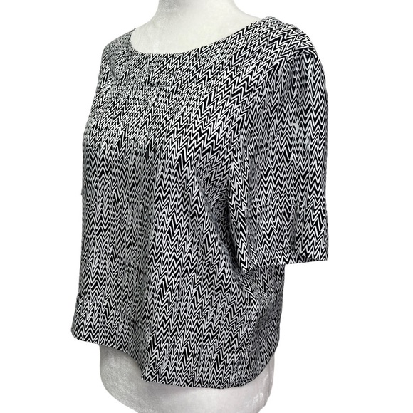 Kate Spade Saturday Zig Zag Black And White Silk Blouse Size S - Picture 3 of 9